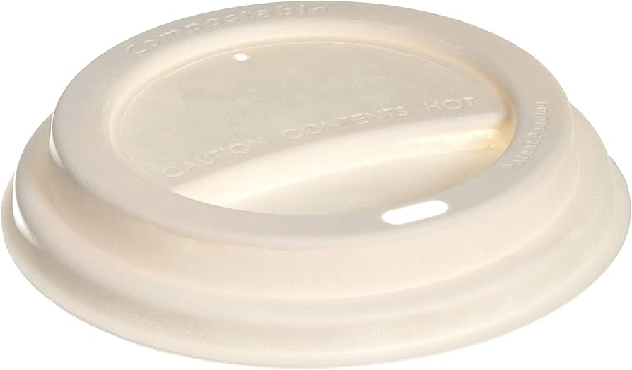 Compostable sugarcane coffee cup lid 90mm environmentally friendly