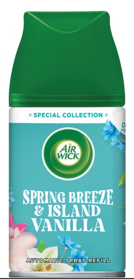 Air Wick Ultra Machine Refill in Spring Breeze & Island Vanilla scent, 250ml can.