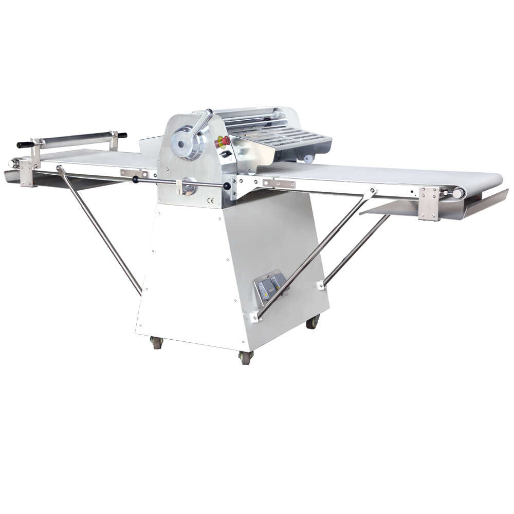 Prepline FSP-89 89-inch floor model reversible dough sheeter with roller pin and painted steel base, 120V, ideal for efficient, high-volume dough rolling in bakeries and commercial kitchens.