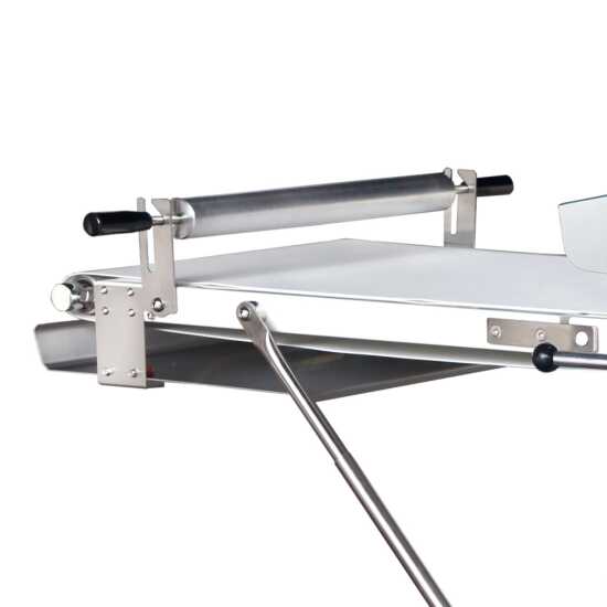 Prepline FSS-89 89-inch floor model reversible dough sheeter with roller pin and all stainless steel body, 120V, designed for durable and efficient dough rolling in high-volume commercial kitchens.