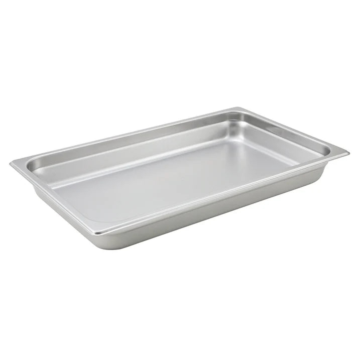 Steam Pan fits snugly on a steam table while its flattened edge prevents steam from escaping around the pan. This model is constructed from durable 22 gauge 18/8 stainless steel. For added convenience, the steam pan can be stacked to save space while its anti-jam design ensures hassle-free separation. This pan is perfect for holding and serving signature casseroles, salads, and more. This model is also NSF listed.