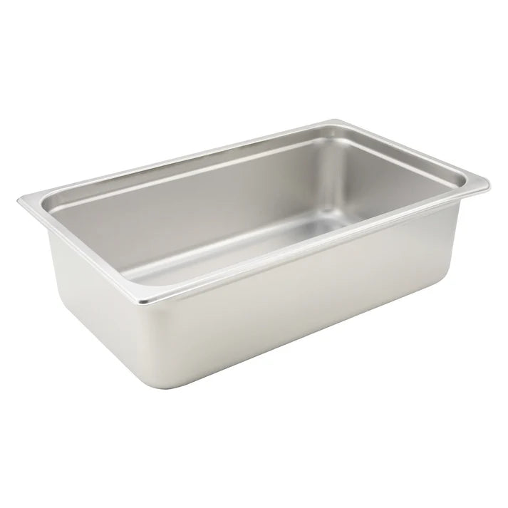 Steam Pan fits snugly on a steam table while its flattened edge prevents steam from escaping around the pan. This model is constructed from durable 22 gauge 18/8 stainless steel. For added convenience, the steam pan can be stacked to save space while its anti-jam design ensures hassle-free separation. This pan is perfect for holding and serving signature casseroles, salads, and more. This model is also NSF listed.
