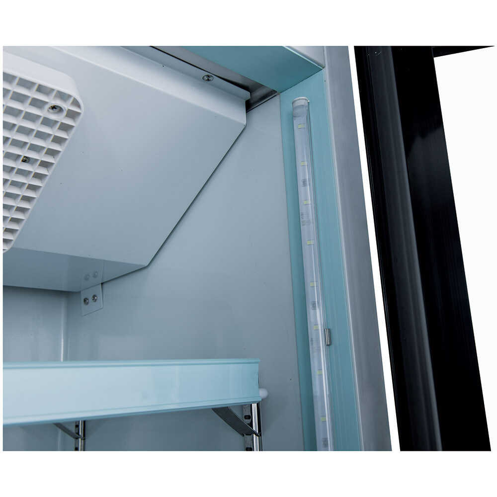 Coldline G10-W 21-inch glass door merchandiser refrigerator with LED lighting, white exterior.