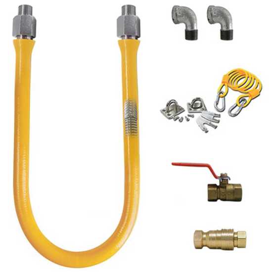 Prepline (3/4" x 60") Easyflex Gas Hose Connector Kit with Quick Disconnect - Provides a flexible and durable solution for safe gas connections in commercial kitchens and appliance installations.