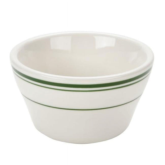 Yanco Bouillon GB-4 is an elegant and reliable addition to your tableware collection. These cups are made from high-quality porcelain, that gives its dinnerware a stylish glaze finish. Porcelain features excellent resistance to mechanical damage or temperature effects. You can use these Green Band collection color glazed bowls to serve such dishes bouillons or other delicious soups. These cups would be perfect for your fine-dining restaurant, catered events, outdoor dining area or even hotels. 