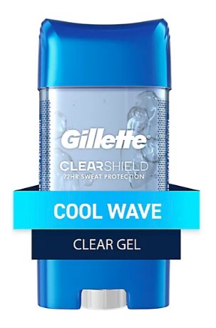 Gillette Advanced Clear Gel Antiperspirant, Cool Wave, 3.8 oz (New Weight 19 oz), provides long-lasting sweat and odor protection with a clear formula.