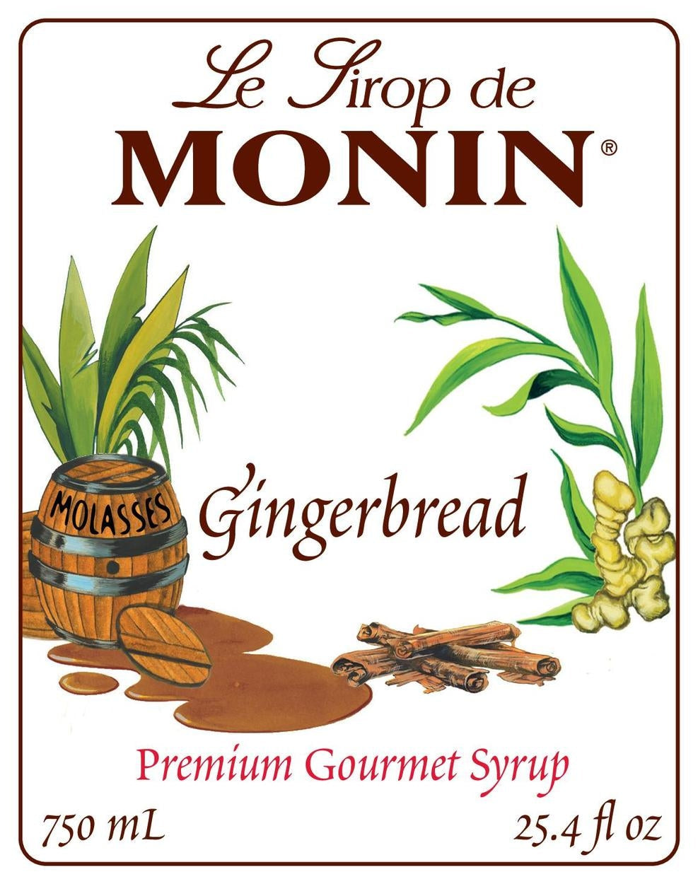 Monin Gingerbread Syrup 750 mL Bottle additional product image