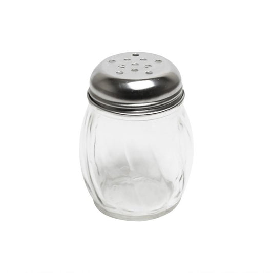 Thunder Group Perforated Swirl Cheese Shaker 12/Pcs offers a refined way to serve condiments, featuring a classic swirl design and a durable stainless steel cap that blends style with reliability. With a 6 oz capacity and dimensions of 2 3/4" diameter x 3 1/2" height, it’s perfectly sized for comfortable handling and effortless use. The transparent glass body allows for quick content identification, making it an efficient solution for busy restaurant, hotel, and catering settings. 