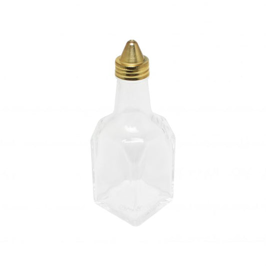 Oil & Vinegar Cruet, Stainless Steel Gold Cap 6oz 2 1/8"x2 1/8"x5 7/8"