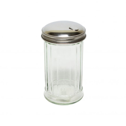 Thunder Group Sugar/Cheese Dispenser combines functionality with elegance, making it an ideal choice for hotels, restaurants, and catering services. Featuring a durable 12 oz glass body and a sturdy stainless steel flip cap, it allows for easy, controlled dispensing of sugar, grated cheese, or other dry condiments. Measuring 3" in diameter and 5 1/2" in height, this dispenser is perfectly sized for tabletops and enhances any dining presentation with its clean, professional design. 