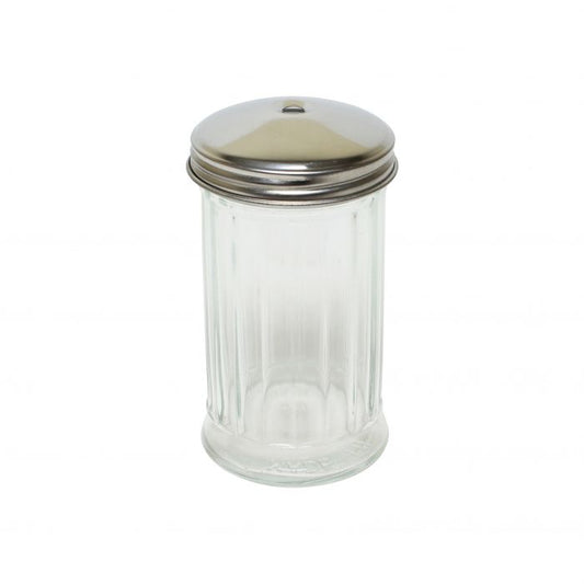 Thunder Group Sugar/Cheese Dispenser combines functionality with elegance, making it an ideal choice for hotels, restaurants, and catering services. Featuring a durable 12 oz glass body and a sturdy stainless steel single hole cap, it allows for easy, controlled dispensing of sugar, grated cheese, or other dry condiments. Measuring 3" in diameter and 5 1/2" in height, this dispenser is perfectly sized for tabletops and enhances any dining presentation with its clean, professional design.