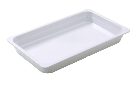 Yanco Pan GN-120 3/Pcs Made from high-quality melamine material, that makes its dinnerware look like ceramics. These GN collection pans are commonly used for preparing and serving big portions of a variety of dishes like lasagna, cheese or egg dishes, macaroni and cheese, and other food. These pans would be perfect for your fine-dining restaurant, catered events, outdoor dining area or even hotels. Such white pans are NSF approved, BPA free, and dishwasher safe. 