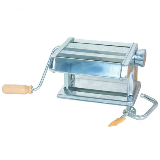 Thunder Group Manual Noodle Machine can be used to quickly make consistent strands of fresh noodles or pasta for fettuccine, spaghetti, and more. Designed with two different width roller options, this machine is capable of producing 6 mm and 2 mm noodles for exceptional versatility. Thanks to its iron body, this pasta machine will withstand heavy duty use while its detachable wood handle ensures ease of handling. This table-mounted piece comes with a table clam for stability.