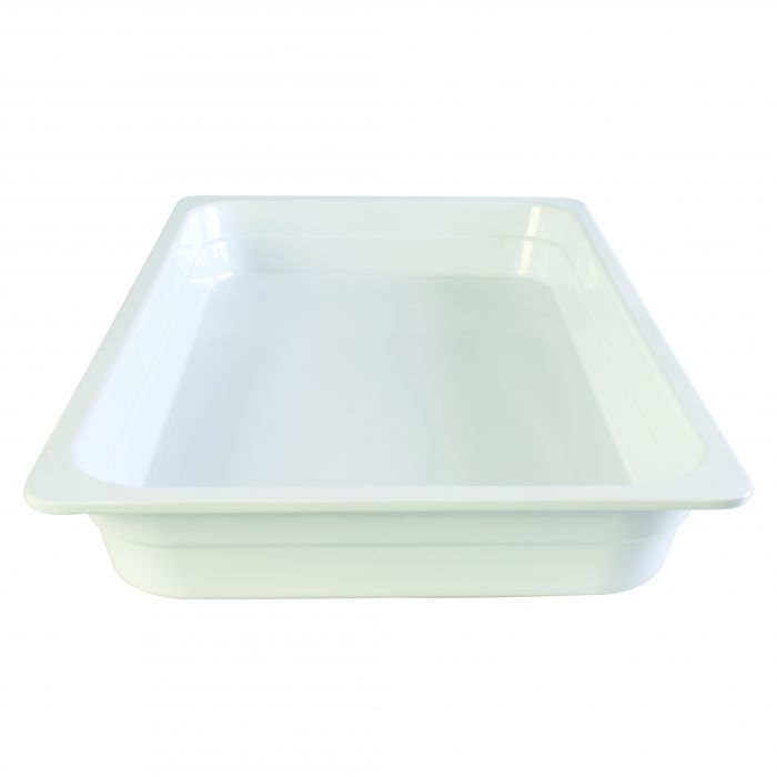 Thunder Group Gastronorm Pan can be used for serving fried shrimps, cold-boiled pork, steamed vegetables, or any other dish. This white melamine pan is extremely durable and made for the both cold and hot food. Featuring a solid, smooth construction this pan has 2 1/2-Inch depth to hold your main dishes, entrees, or desserts. Melamine pan is not suitable for cooking and warming foods in a microwave or oven. Thunder Group melamine pan is an attractive and practical solution for any budget.