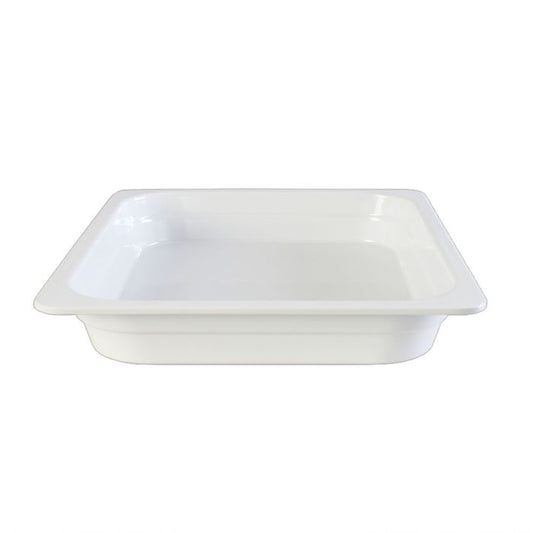 Thunder Group Gastronorm Pan can be used for serving fried shrimps, bbq chicken wings, steamed vegetables, or any other dish. This white melamine pan is extremely durable and made for the both cold and hot food. Featuring a solid, smooth construction this pan has 1 1/2-Inch depth to hold your main dishes, entrees, or desserts. Melamine pan is not suitable for cooking and warming foods in a microwave or oven. Thunder Group melamine pan is an attractive and practical solution for any budget.