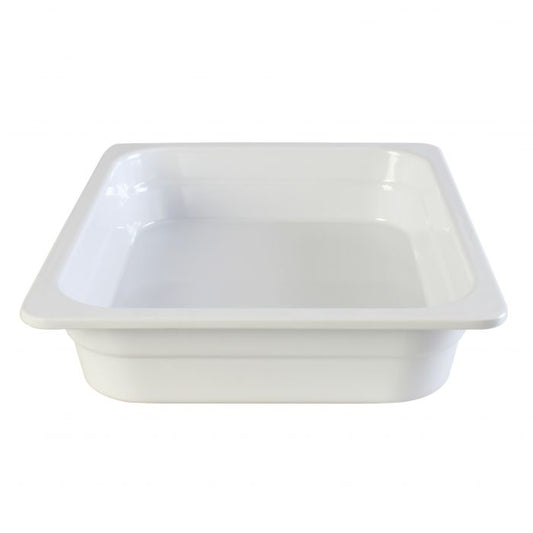 Thunder Group Gastronorm Pan can be used for serving fried shrimps, bbq chicken wings, steamed vegetables, or any other dish. This white melamine pan is extremely durable and made for the both cold and hot food. Featuring a solid, smooth construction this pan has 2 1/2-Inch depth to hold your main dishes, entrees, or desserts. Melamine pan is not suitable for cooking and warming foods in a microwave or oven. Thunder Group melamine pan is an attractive and practical solution for any budget.