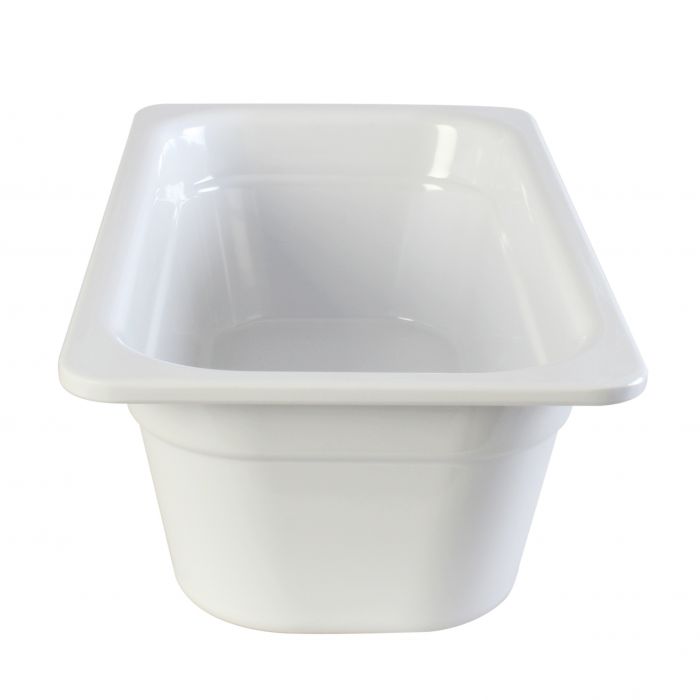 Thunder Group Gastronorm Pan can be used for serving fried shrimps, steamed vegetables, salads, or any other dish. This white melamine pan is extremely durable and made for the both cold and hot food. Featuring a solid, smooth construction this pan has 4-Inch depth to hold your main dishes, entrees, or desserts. Melamine pan is not suitable for cooking and warming foods in a microwave or oven. Thunder Group melamine pan is an attractive and practical solution for any budget.
