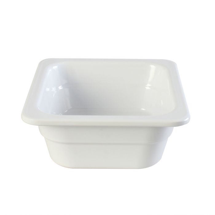 Thunder Group Gastronorm Pan can be used for salads, snacks, ice-cream, or any other dish. This white melamine pan is extremely durable and made for the both cold and hot food. Featuring a solid, smooth construction this pan has 2 1/2-Inch depth to hold your main dishes, entrees, or desserts. Melamine pan is not suitable for cooking and warming foods in a microwave or oven. Thunder Group melamine pan is an attractive and practical solution for any budget.