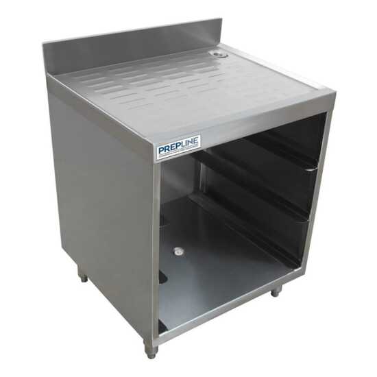 Prepline 24" stainless steel glass rack storage unit with a corrugated worktop is an essential addition to commercial kitchens and bars. Designed for efficient organization, this sturdy storage unit provides ample space for securely holding glassware while maximizing workspace functionality. The durable stainless steel construction ensures longevity and resistance to rust and corrosion, while the corrugated worktop offers a practical surface for preparing or handling items. This versatile unit enhances work