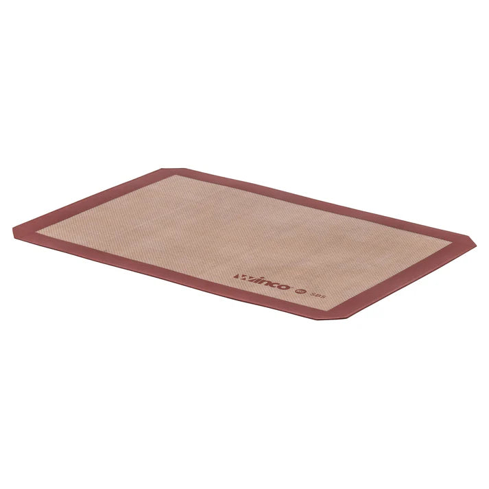 (Quarter-size, Half-size, Two Third-size, Full-size) Silicone Baking Mat&nbsp;10/Pack well-designed baking mat provides a non-stick baking surface and ensures even heat distribution for baking your culinary creations to perfection. This baking mat is made from top quality woven fiberglass with food grade silicone for unbeatable durability and temperature tolerance between -40°F and 480°F. An indispensable addition to any bakery, cafe, or restaurant.
