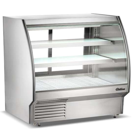 Coldline HDC72 72-inch refrigerated curved glass high meat deli case with rear storage, designed for superior product visibility and efficient cold storage in commercial environments.