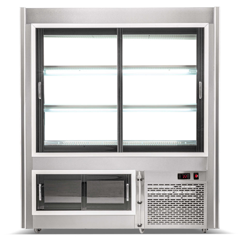 The Coldline HDL48 is a 48-inch refrigerated slanted glass high meat deli case with rear storage, providing an attractive display for fresh meats and convenient rear access for additional storage needs.