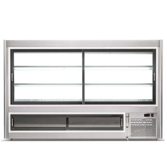 Coldline HDC84 84-inch refrigerated curved glass high meat deli case with rear storage, featuring a spacious design and enhanced visibility for showcasing meats and deli products in commercial settings.