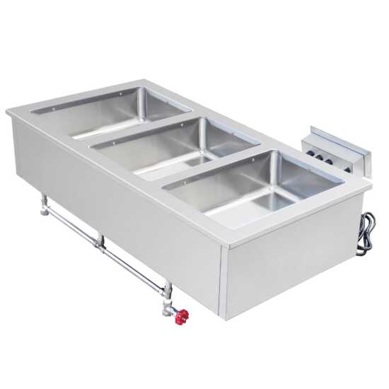Prepline HFW3 Stainless Steel Three Pan Insulated Drop-In Hot Food Well, 208/240V - Perfect for warming and serving three food pans in restaurants, buffets, and catering services with high efficiency.