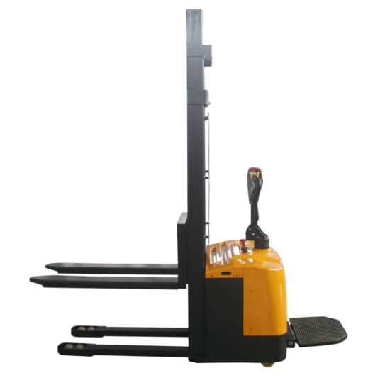 The HiLo 3300 lb Electric Forklift Stacker, with a 98" lift height and 115V power, provides efficient lifting and stacking for warehouses and industrial settings, designed for handling heavy loads with ease.