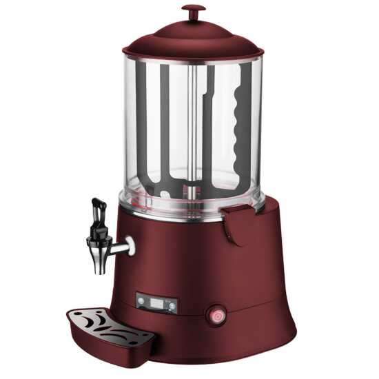 CHOCO10R 2.6 Gallon (10 Liter) Hot Beverage / Hot Topping Dispenser in Red, designed for dispensing hot drinks and toppings. Features a 2.6-gallon capacity for high-volume service and a sleek red design for easy identification and style.