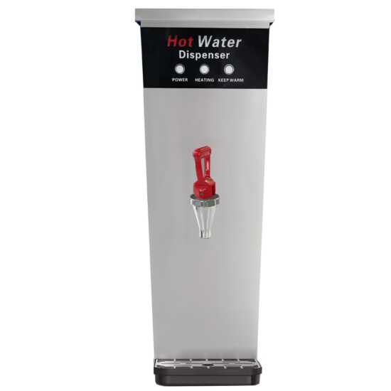 Prepline HWD-10 stainless steel hot water dispenser with a capacity of 2.6 gallons, ideal for providing hot water for beverages and food preparation in commercial settings.