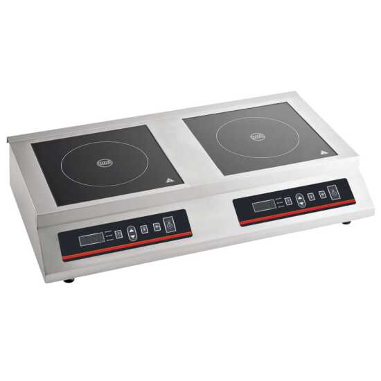 Cookline IC-3600F double countertop induction range/cooker, operating on 208-240V and providing 3600W, designed for efficient and simultaneous cooking in commercial kitchens and food service.