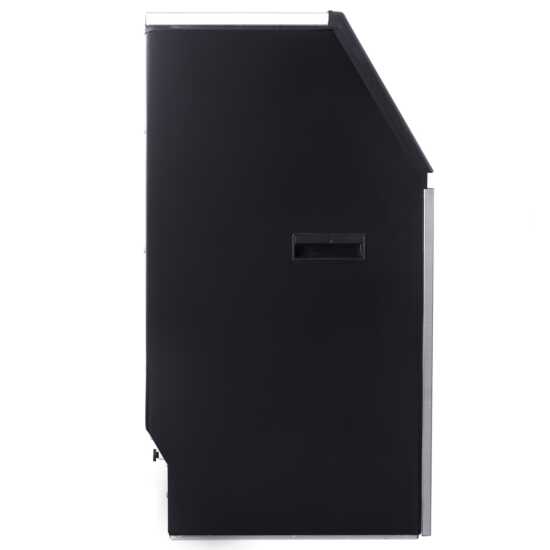 Coldline EIC200 22-inch commercial full cube ice machine with a 50 lb. bin, air-cooled. Ideal for businesses, this compact unit produces 200 lbs. of ice per day and features a convenient storage bin.