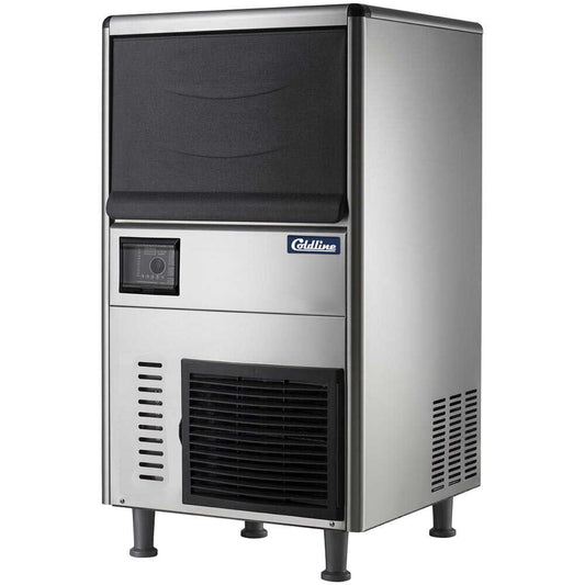 Coldline NU280 26-inch commercial nugget ice machine with a 110-lb bin, ideal for restaurants and bars. It produces up to 280 lbs of granular nugget ice daily, perfect for keeping drinks cold and refreshing.