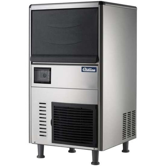 Coldline NU280 26-inch commercial granular nugget ice machine with a 110 lb. storage bin, air-cooled, producing up to 280 lbs. of ice daily. Compact and efficient, ideal for restaurants, bars, and healthcare facilities requiring soft, chewable ice.