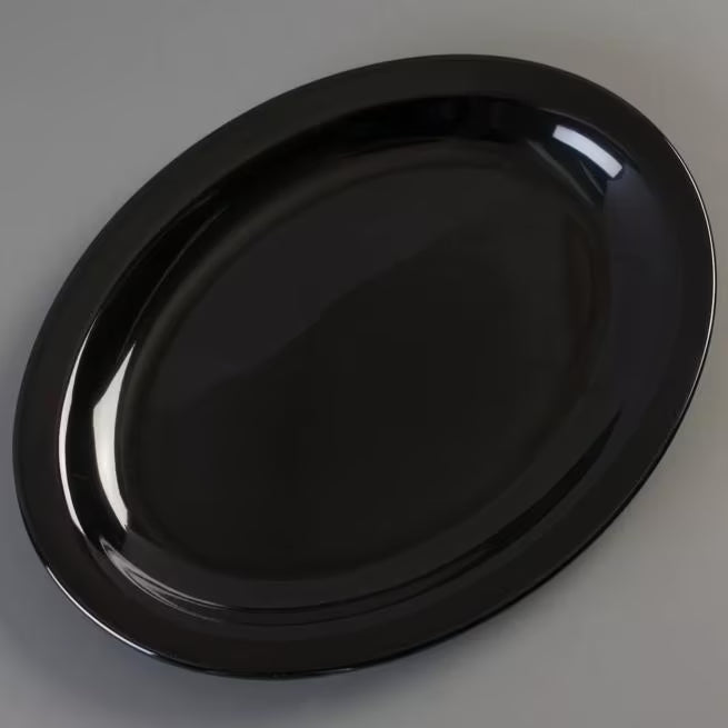 12 x 9 Inch Black Melamine Oval Platter Tray KL12703 12/Pack