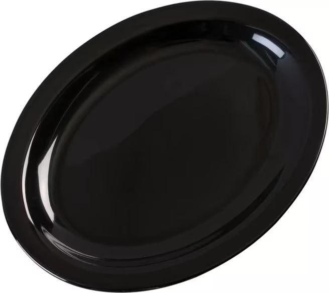 12 x 9 Inch Black Melamine Oval Platter Tray KL12703 12/Pack