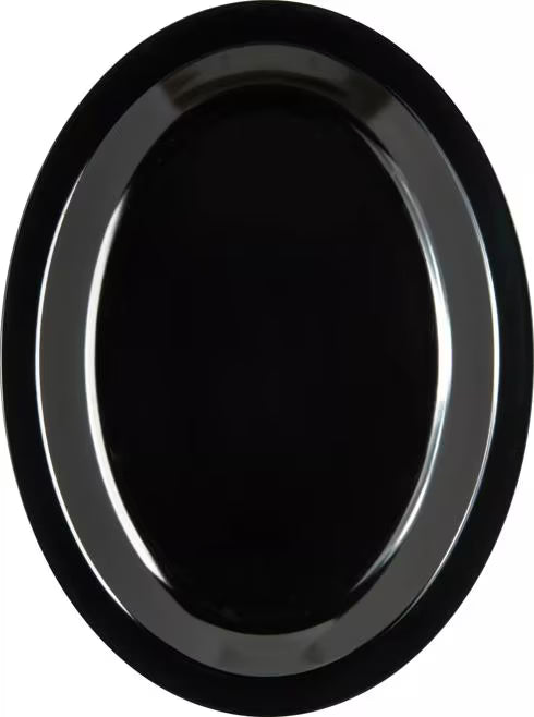 12 x 9 Inch Black Melamine Oval Platter Tray KL12703 12/Pack