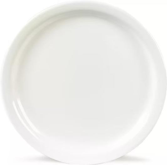 Serve meals with confidence using the KL20002 White Melamine Dinner Plate. This 9 Inch break resistant plate is ideal for restaurants, cafeterias, healthcare facilities, catering services, and home dining.