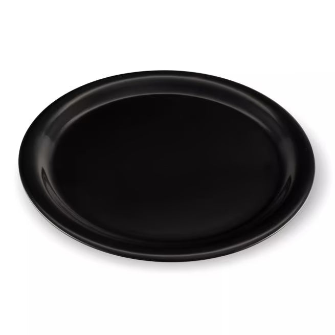 9 Inch Black Melamine Dinner Plate with break resistant, stain resistant construction. Ideal for restaurants, cafeterias, catering, and home dining.