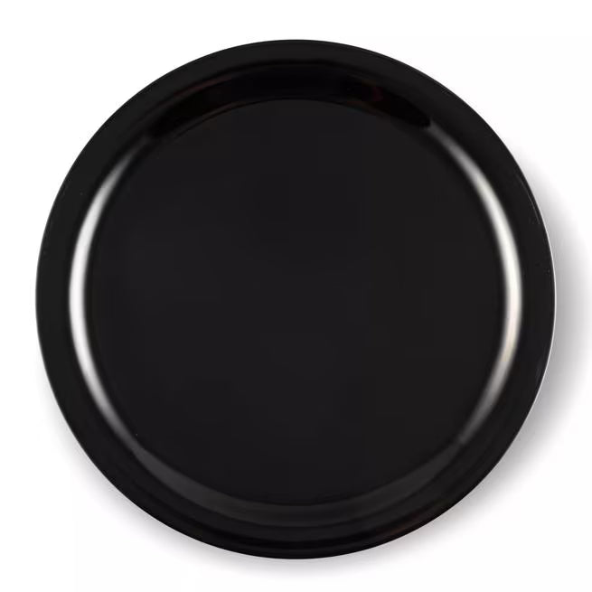 9 Inch Black Melamine Dinner Plate with break resistant, stain resistant construction. Ideal for restaurants, cafeterias, catering, and home dining.
