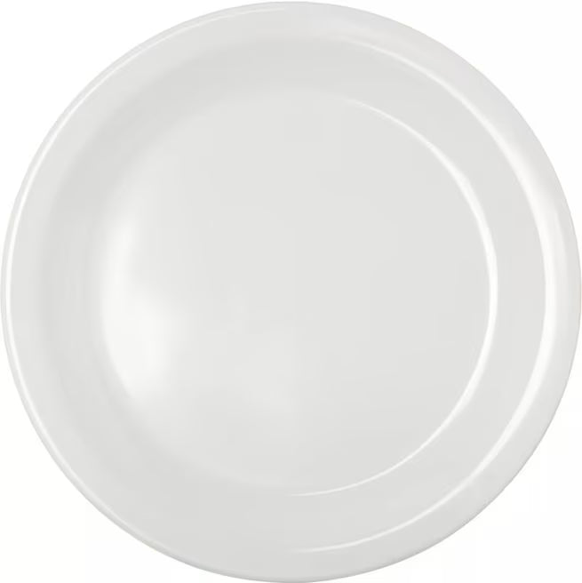 Serve desserts and appetizers with confidence using the KL20402 White Melamine Pie Plate. This 6.5 Inch break resistant plate is ideal for restaurants, bakeries, catering services, cafes, and home dining.