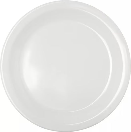 Serve desserts and appetizers with confidence using the KL20402 White Melamine Pie Plate. This 6.5 Inch break resistant plate is ideal for restaurants, bakeries, catering services, cafes, and home dining.