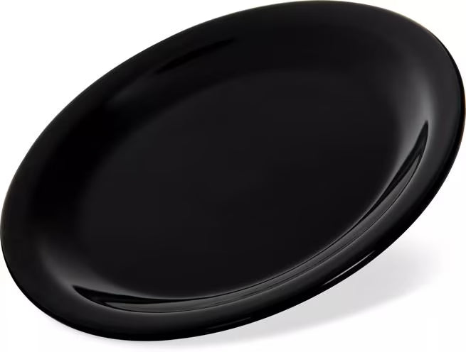 Serve desserts and appetizers with confidence using the KL20403 Black Melamine Pie Plate. This 6.5 Inch break resistant plate is ideal for restaurants, bakeries, catering services, cafes, and home dining.