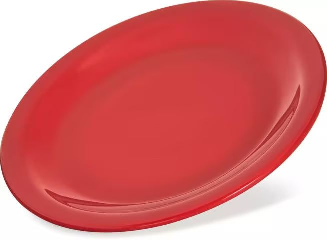 Serve desserts and appetizers with confidence using the KL20405 Red Melamine Pie Plate. This 6.5 Inch break resistant plate is ideal for restaurants, bakeries, catering services, cafes, and home dining.