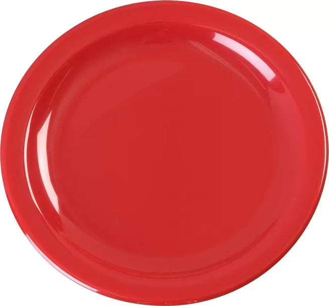 6.5" Red Melamine Pie Plate with break-resistant, stain-resistant construction. Ideal for bakeries, cafés, restaurants, catering, and home dining.