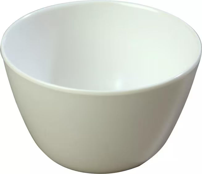 Serve soups, broths, and side dishes with confidence using the KL35002 White Melamine Bouillon Cup Bowl. This 8 oz break resistant bowl is ideal for restaurants, cafeterias, catering services, and home dining.