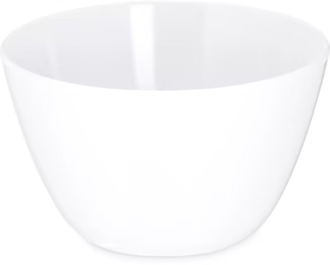 Serve soups, broths, and side dishes with confidence using the KL35002 White Melamine Bouillon Cup Bowl. This 8 oz break resistant bowl is ideal for restaurants, cafeterias, catering services, and home dining.