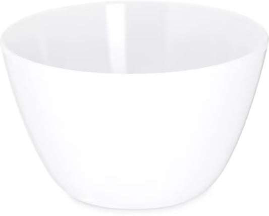 Serve soups, broths, and side dishes with confidence using the KL35002 White Melamine Bouillon Cup Bowl. This 8 oz break resistant bowl is ideal for restaurants, cafeterias, catering services, and home dining.