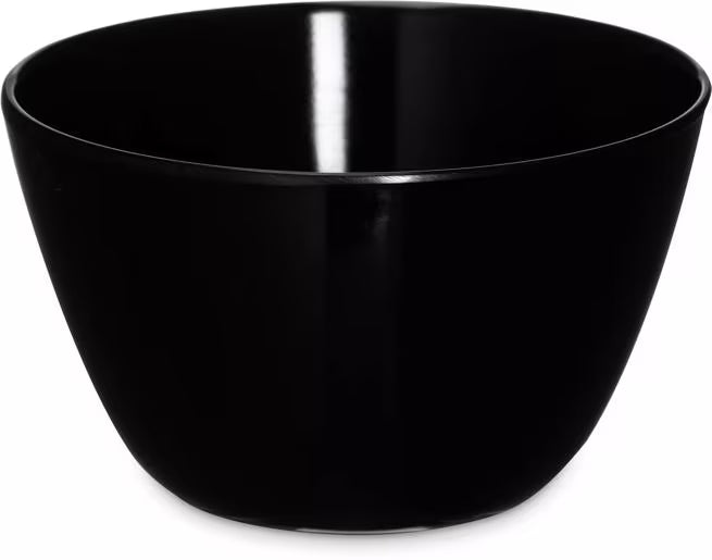 Serve soups, broths, and side dishes with confidence using the KL35003 Black Melamine Bouillon Cup Bowl. This 8 oz break resistant bowl is ideal for restaurants, cafeterias, catering services, and home dining.